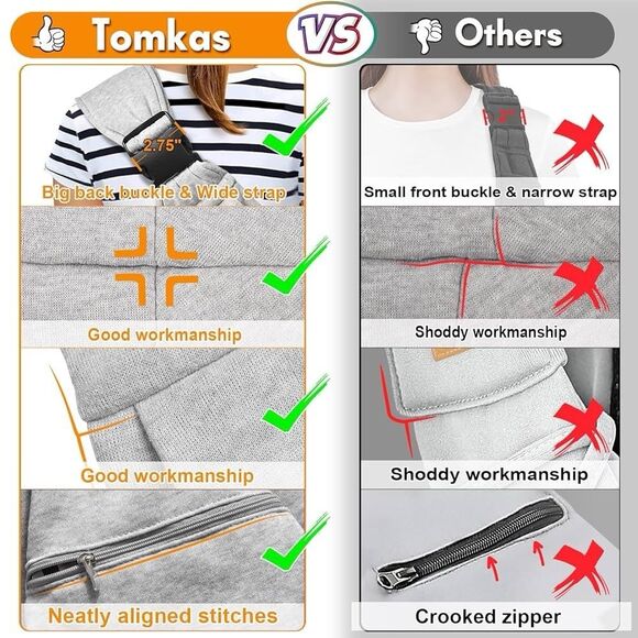 TOMKAS Pet Sling Carrier with Extra Pocket Storage for Small Dogs Checkered - Picture 3 of 4